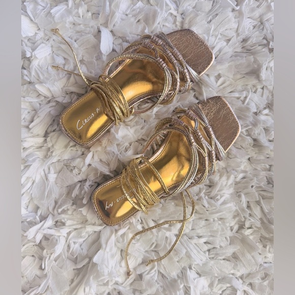 Sam Edelman Circus NY Jocelyn Metallic Strappy Sandal with Ankle Ties - Picture 6 of 10